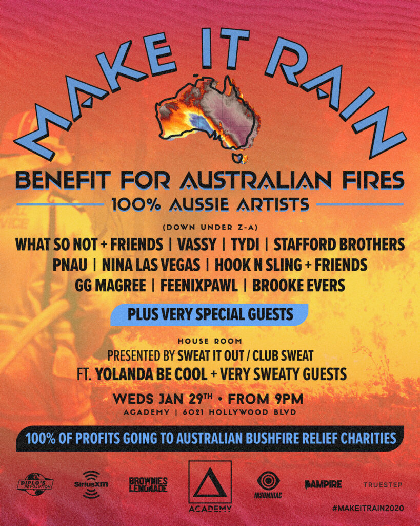 “Make It Rain:” Charity Benefit Raves For Australia Wildfire Victims