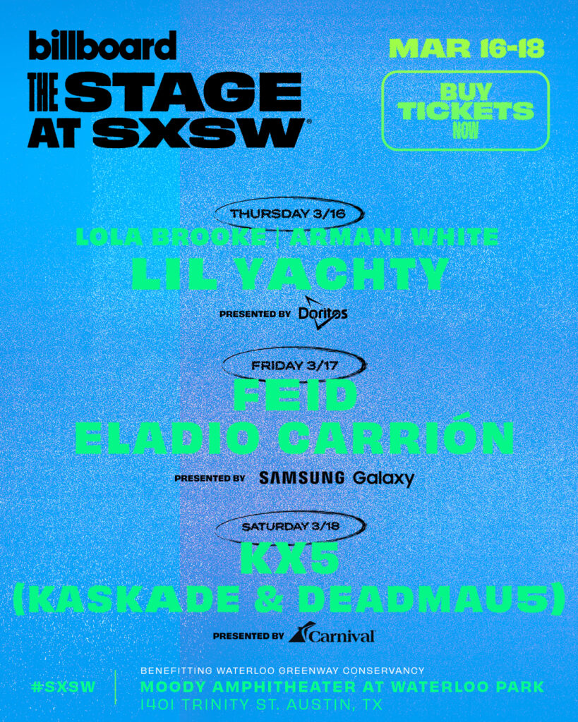Three-Night Concert Series Headlined by Lil Yachty, Kaskade, deadmau5, Eladio Carrión & Feid Announced by Billboard and SXSW