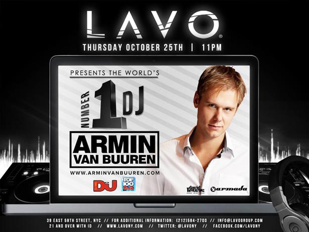 DJ Magazine’s Top Talent, Armin van Buuren Playing LAVO NY This Thursday