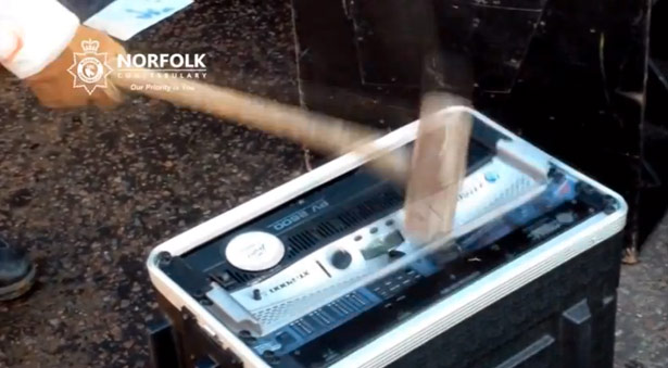 Watch: Douche Bag Cops Destroying DJ Equipment Seized at a Rave