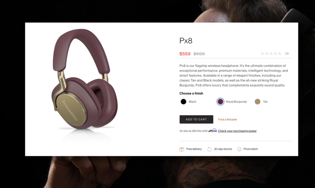 Bowers&Wilkins Px8 バーガンディ Bowers & Wilkinsのフラッグシップワイヤレスヘッドホン「Px8」に