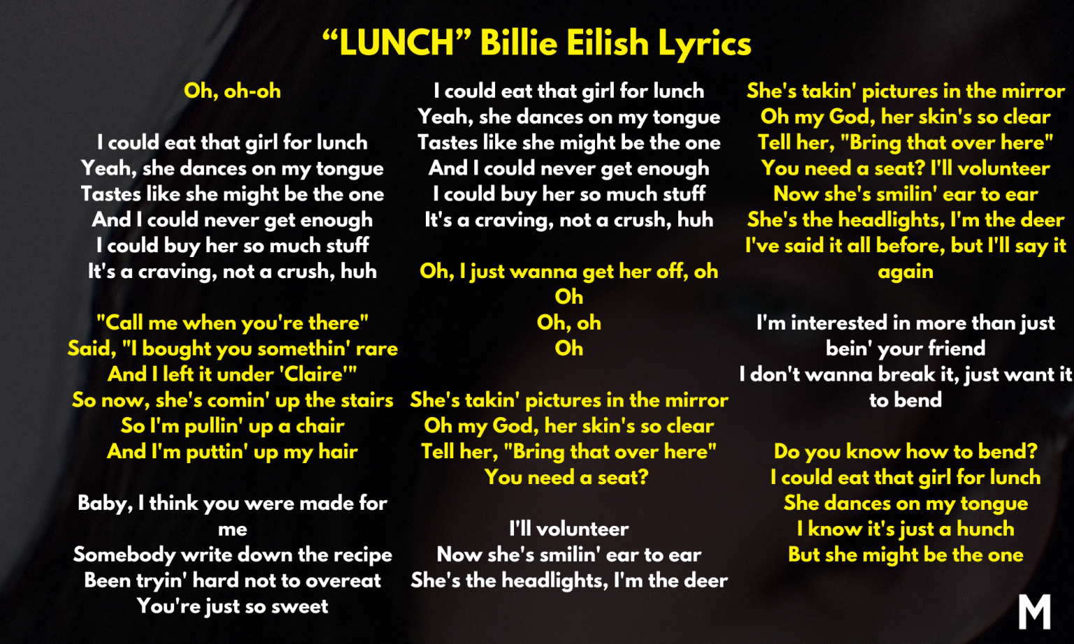 LUNCH Billie Eilish Lyrics: A Super Close Reading Behind The Meanings ...