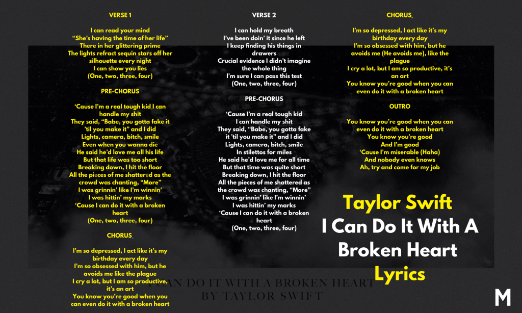Taylor Swift I Can Do It With A Broken Heart Lyrics