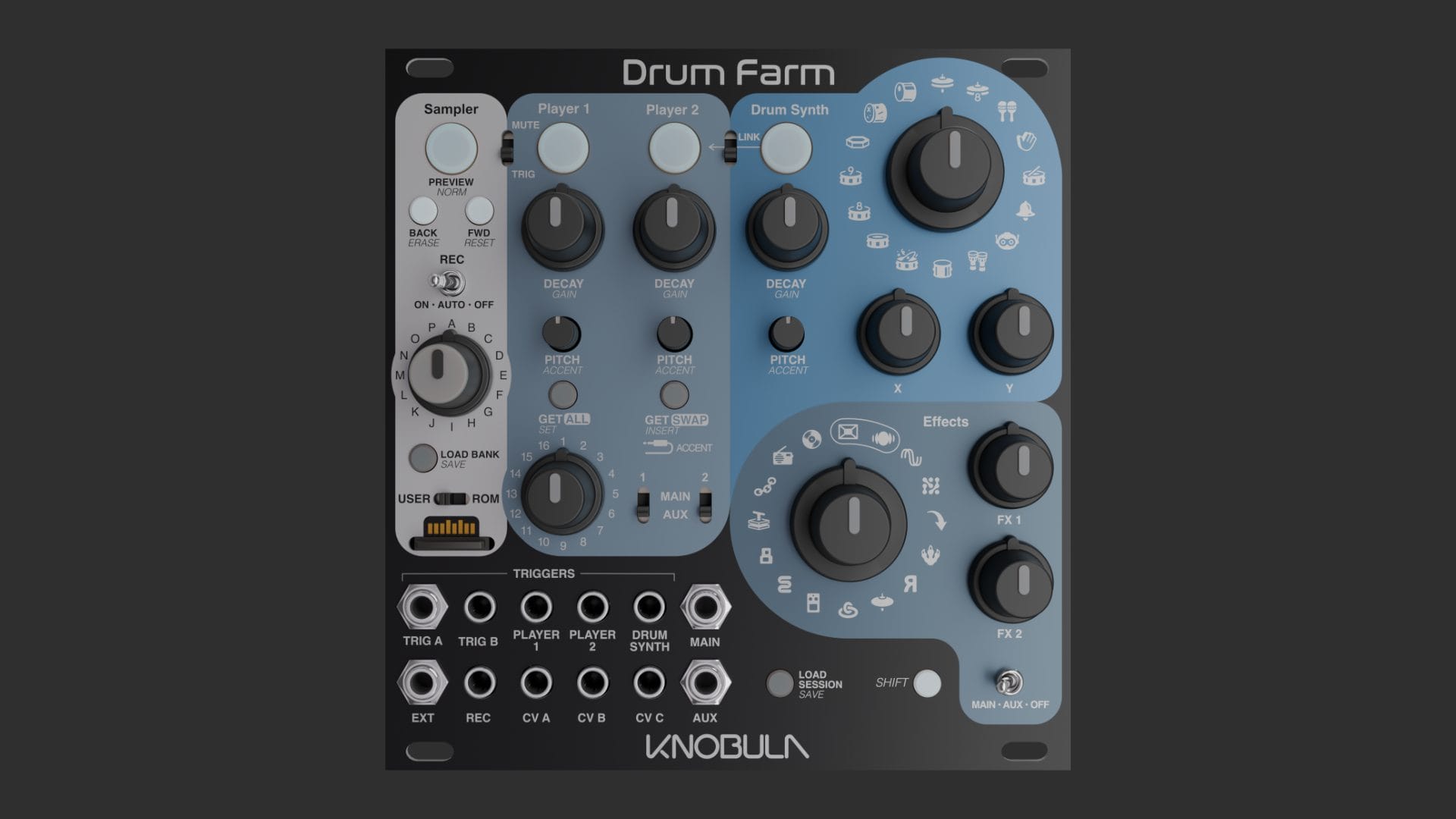 Knobula’s Drum Farm Packs Synthesis, Sampling, and FX Into One Eurorack Voice